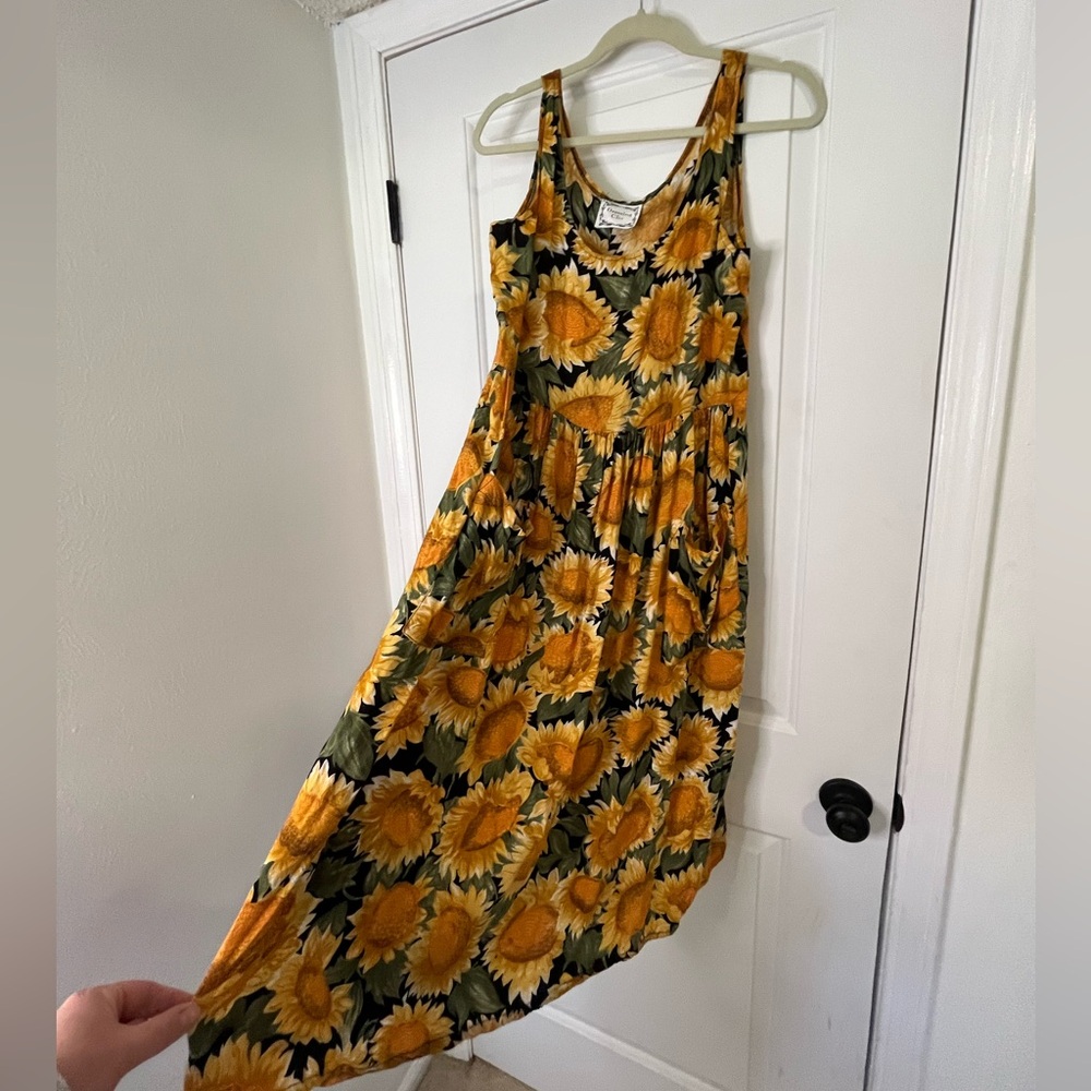 Dressing clio vintage 90s sunflower sun dress with pockets